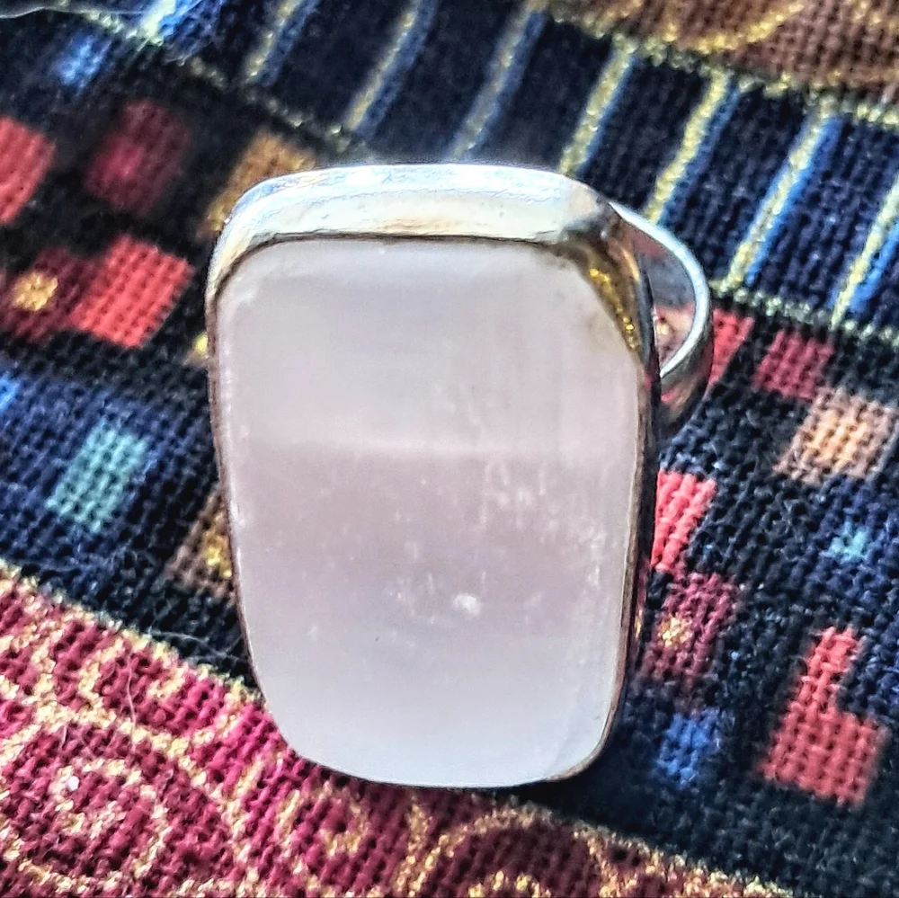 💎HOLD for Cindy.💎Vintage Sterling Silver Selenite Ring, Size 7 - Picture 8 of 8